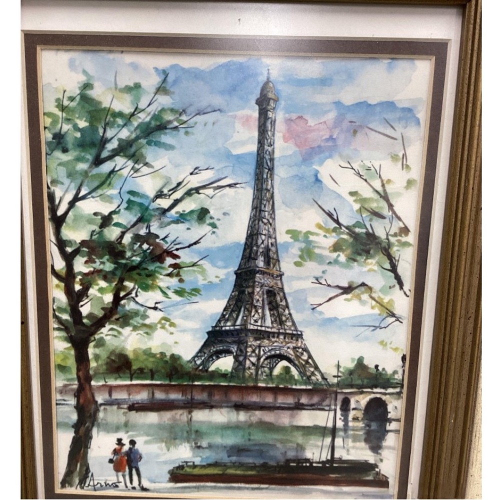 ORIGINAL Arno’s Eiffel Tower Paris Watercolor Painting - Framed - 15x12 - Picture 11 of 11